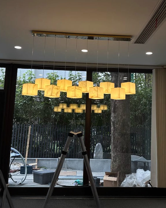 Cubical alabaster suspension lamp WOMO-WM2852