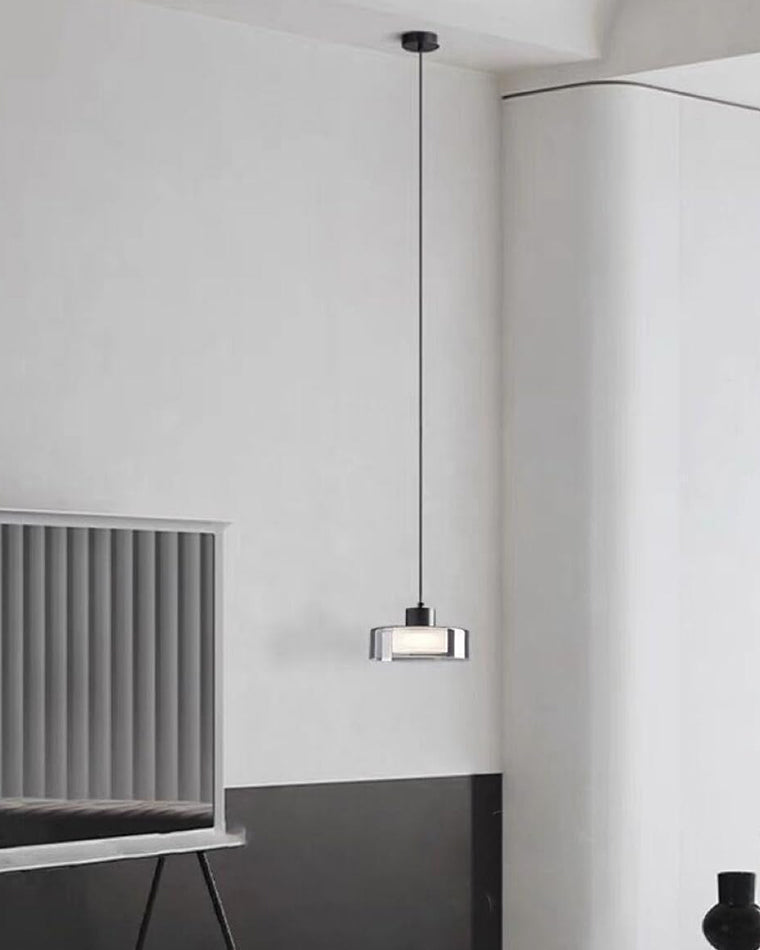 Suspension à tambour en verre noir WOMO-WM2787