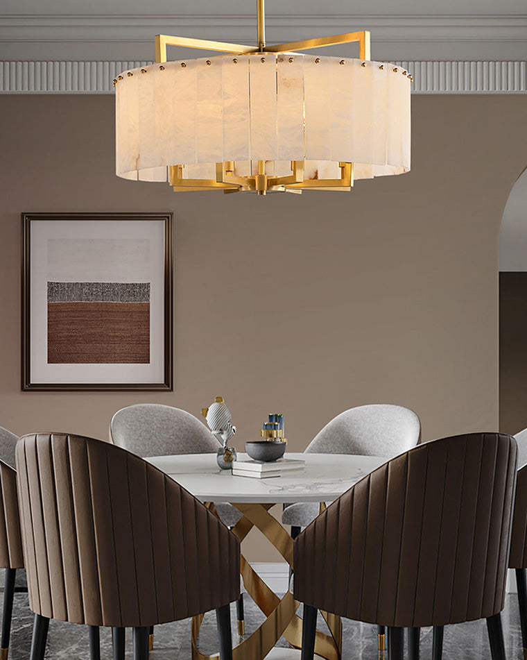WOMO Lustre Rond Albâtre Doré Art Déco-WM2390a