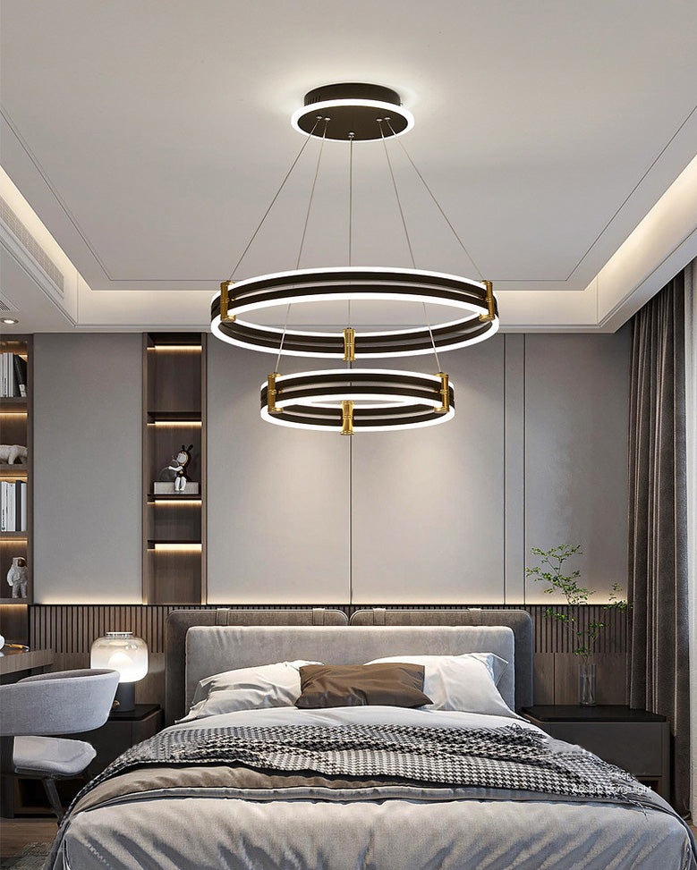 WOMO LED Ring Chandelier Black Modern-WM2172