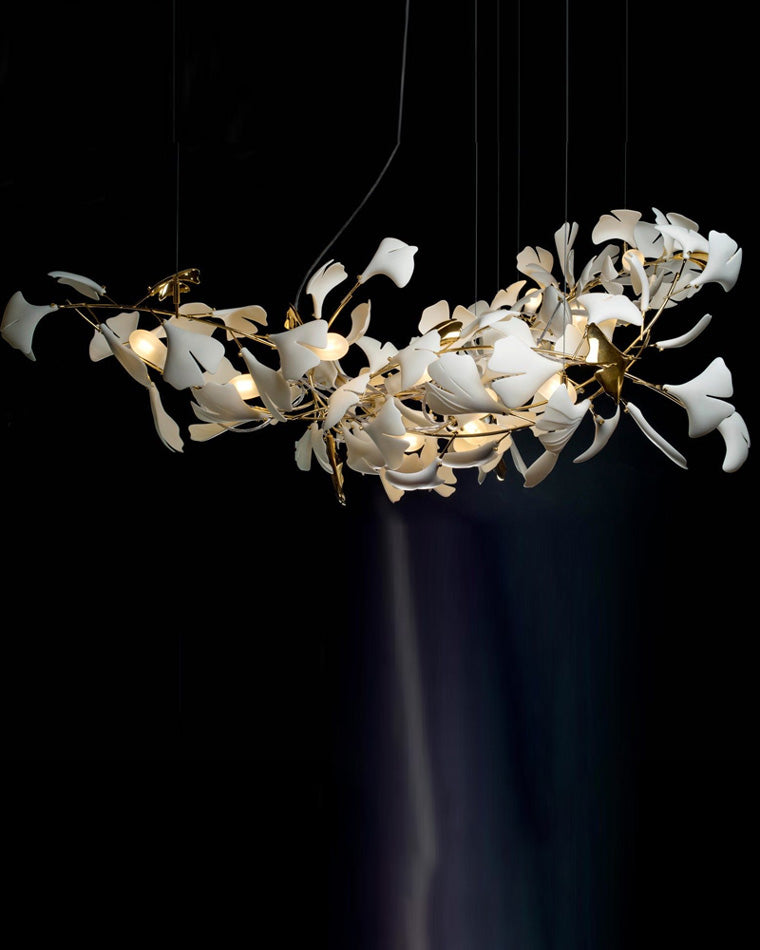 WOMO Decorative Ceramic Ginkgo Leaf Long Chandelier-WM2429