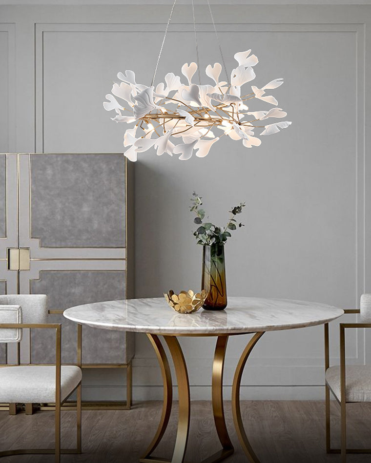 WOMO Ginkgo Leaf Spiral Ceramic Decorative Chandelier-WM2416