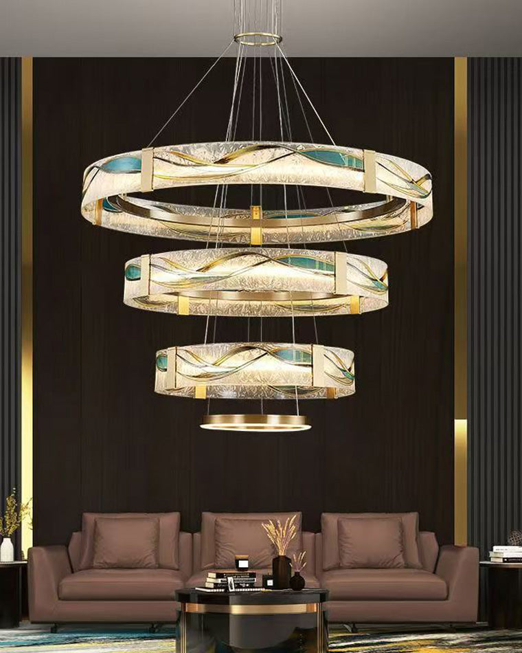 WOMO Lustre Anneaux Led Doré Luxe-WM2336
