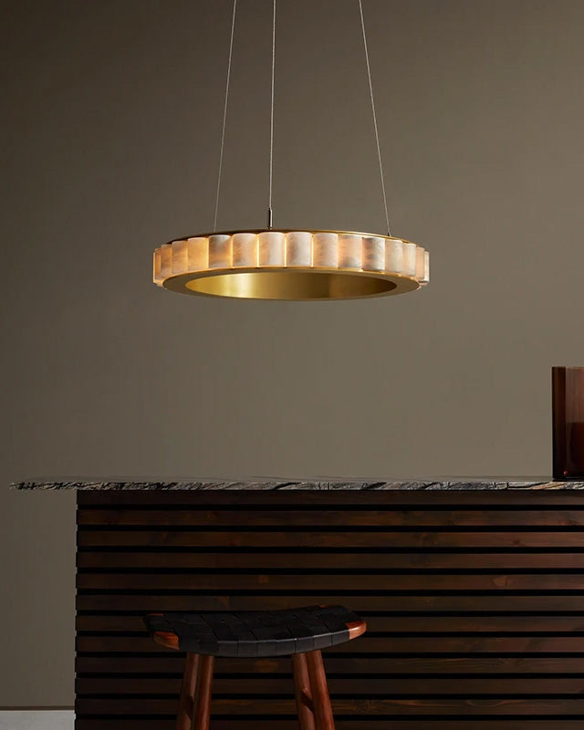 WOMO Lustre Anneaux Albâtre Doré/Noir-WM2858
