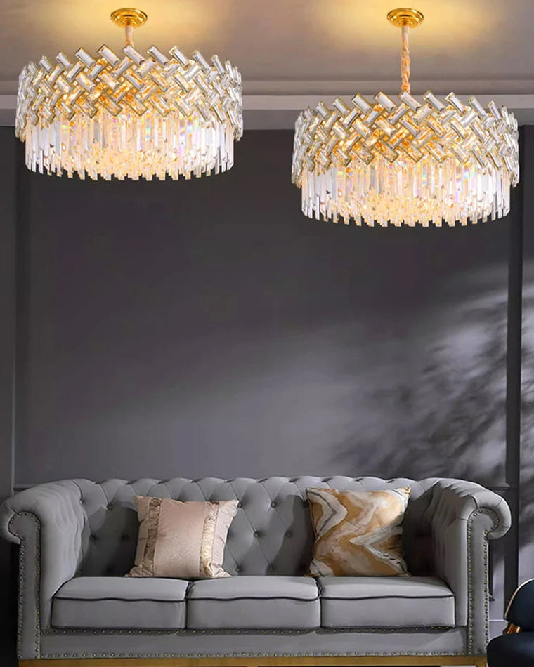 WOMO Lustre Rond Cristal Doré-WM2190