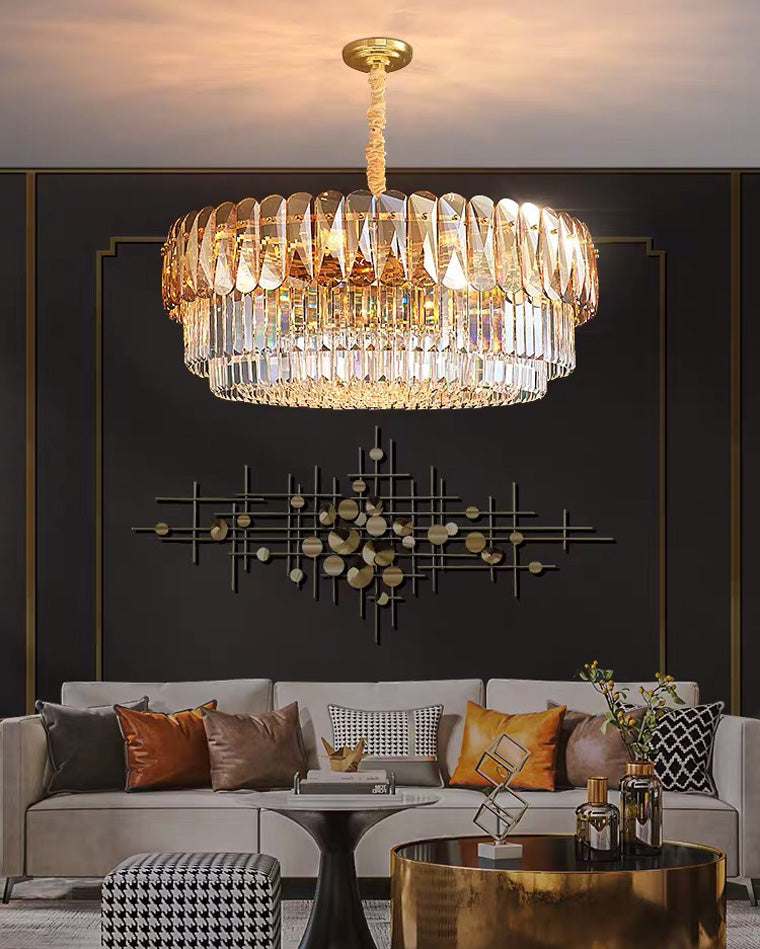 WOMO Lustre Rond Cristal Fumé/Ambre-WM2542