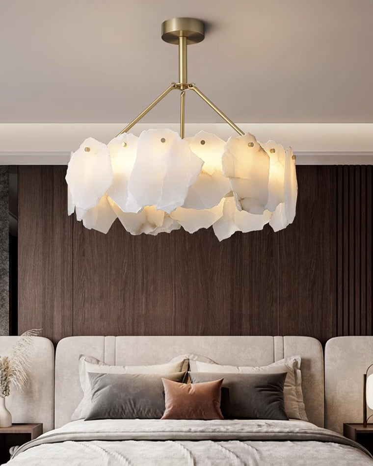 WOMO Lustre Rond Albâtre Doré Décorative-WM2392a