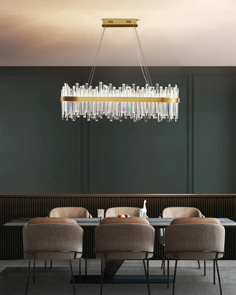 Lustre ovale en cristal doré WOMO-WM2566