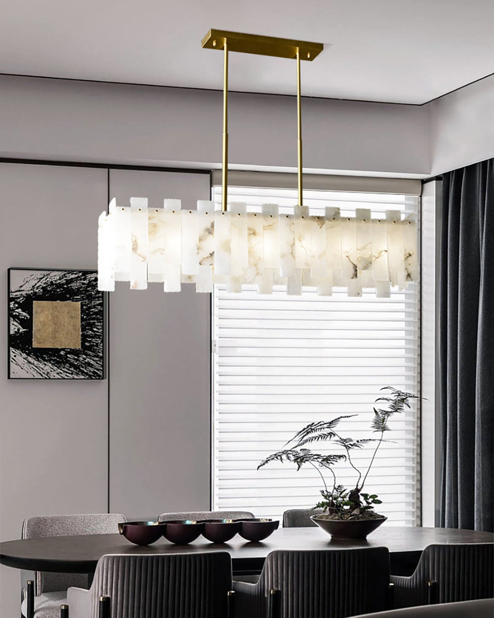 Lustre rectangulaire en alabâtre WOMO-WM2856