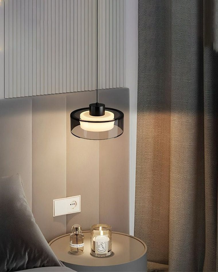 Suspension à tambour en verre noir WOMO-WM2787
