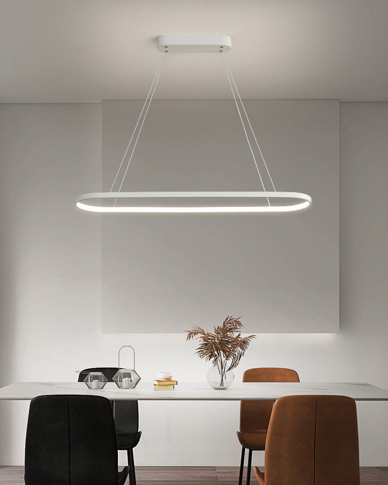 WOMO Long Oval Chandelier Black/White-WM2446