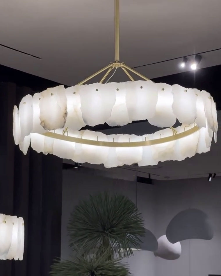 WOMO Lustre Rond Albâtre Doré Décorative-WM2392a