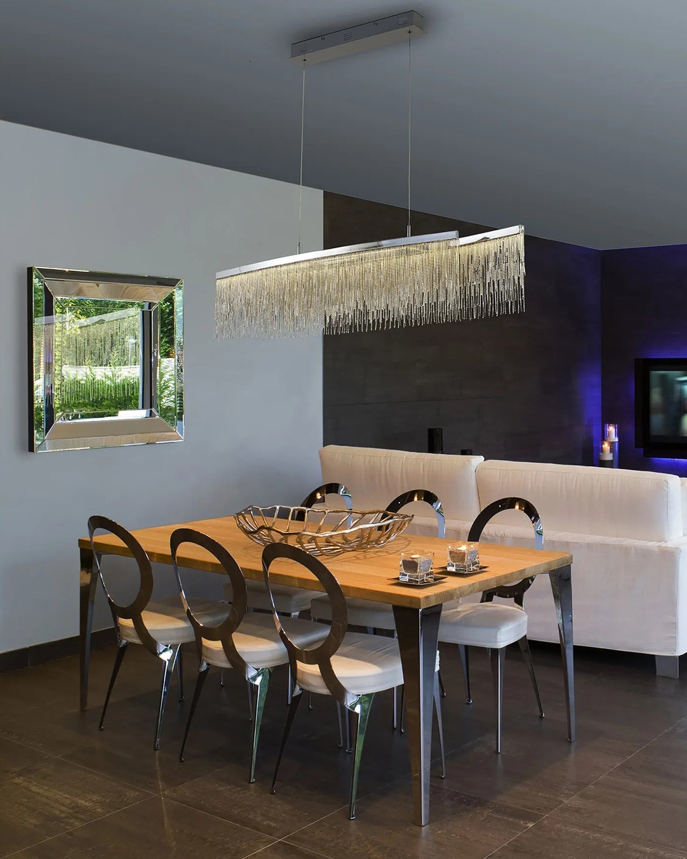 WOMO Lustre Linéaire Macramé Doré/Argent-WM2062b
