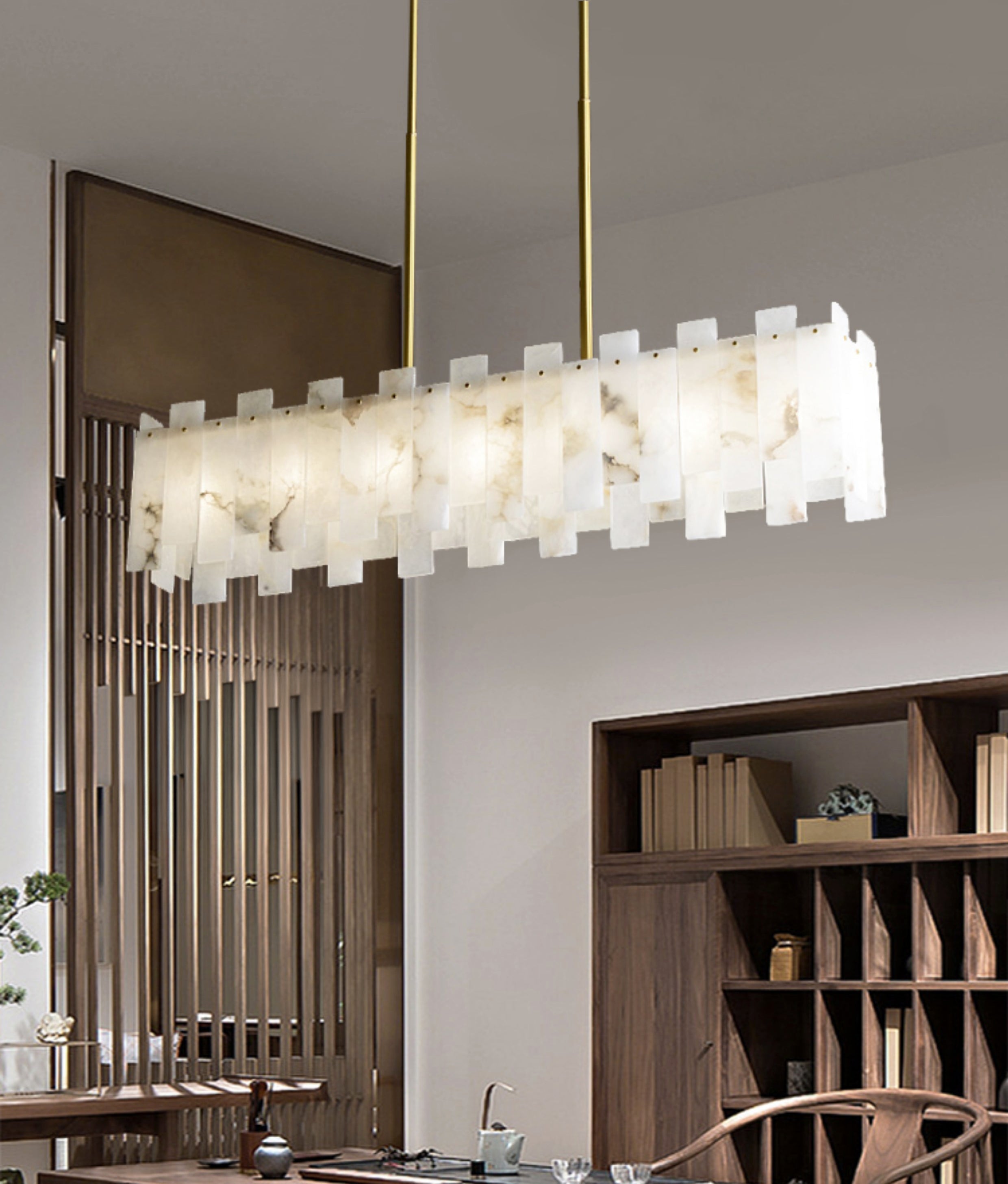 Lustre rectangulaire en alabâtre WOMO-WM2856