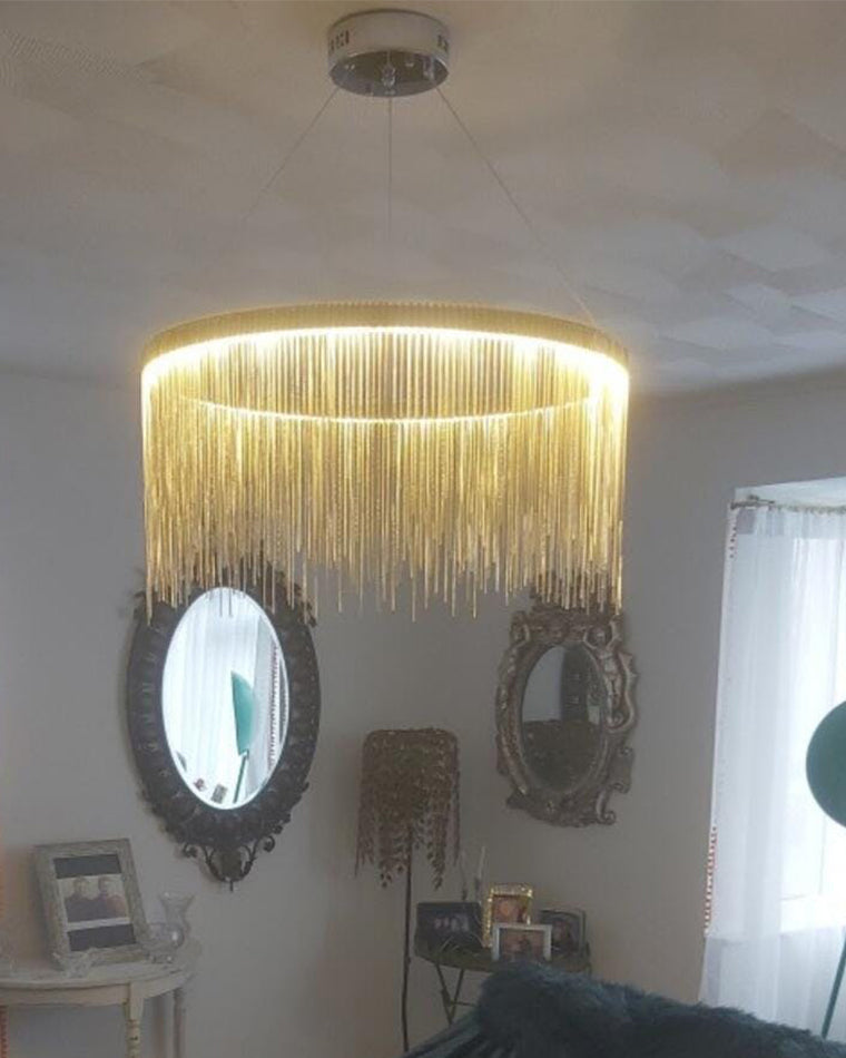 WOMO Lustre Macramé Rond Argenté/Doré-WM2062a