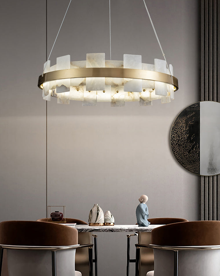 Lustre rond en albâtre doré WOMO-WM2394