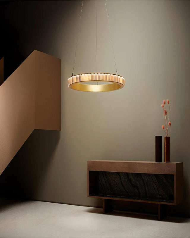 WOMO Lustre Anneaux Albâtre Doré/Noir-WM2858