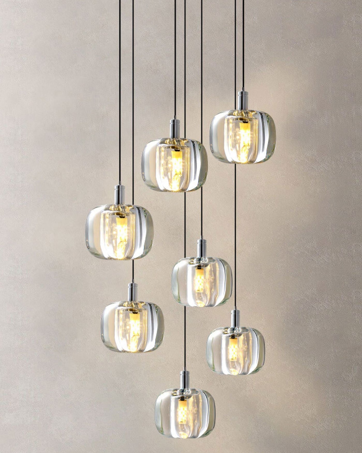 Lustre multi-pendentifs en verre coloré WOMO-WM2111