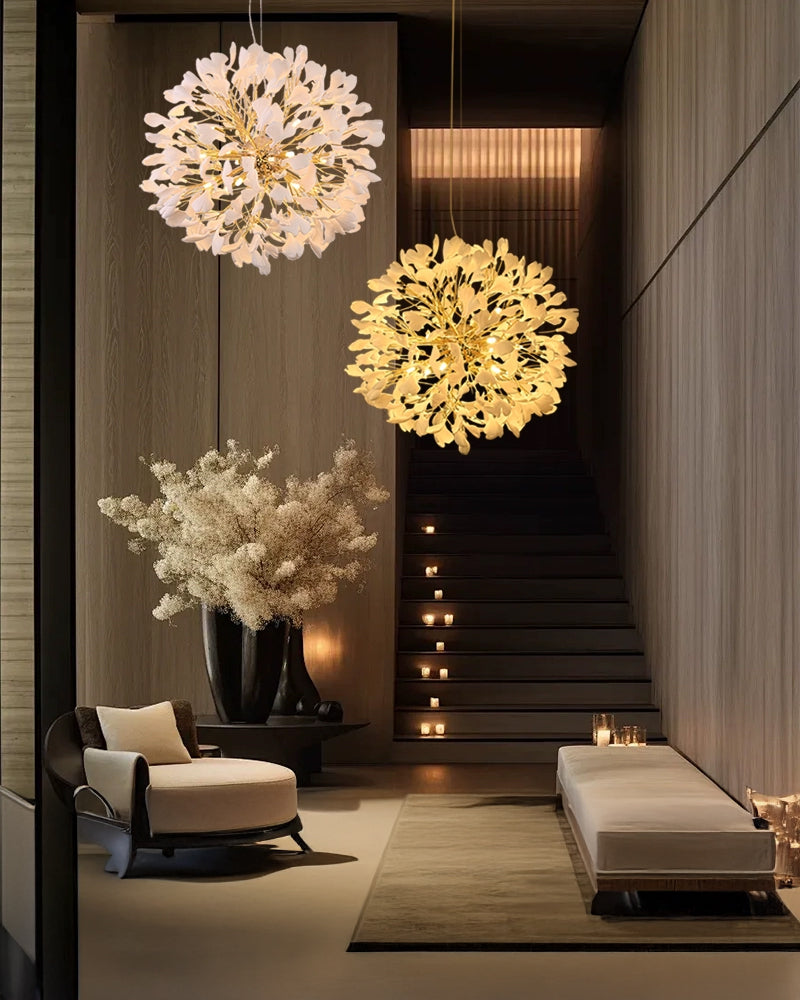 WOMO Lustre Boule Feuille de Ginkgo Céramiqu Décorative-WM2431
