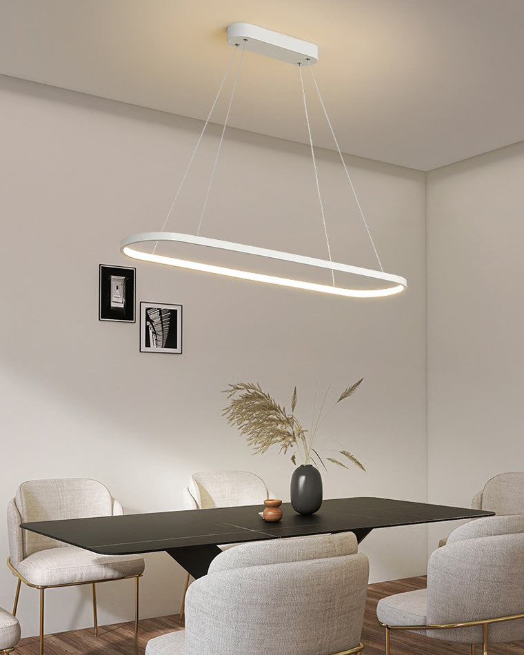 WOMO Long Oval Chandelier Black/White-WM2446