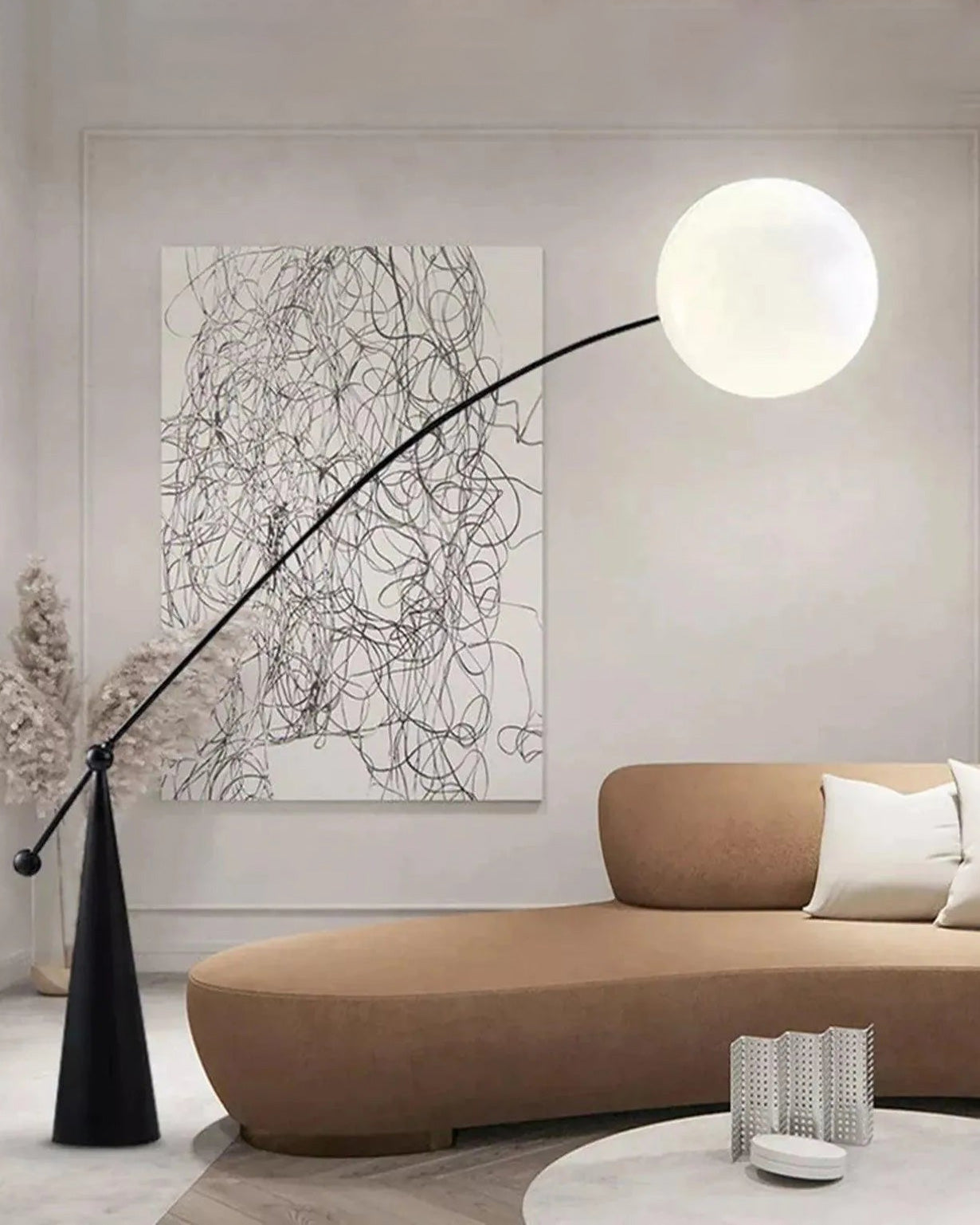 WOMO Lampe sur Pied Bras Articulé Globe Verre - WM7129