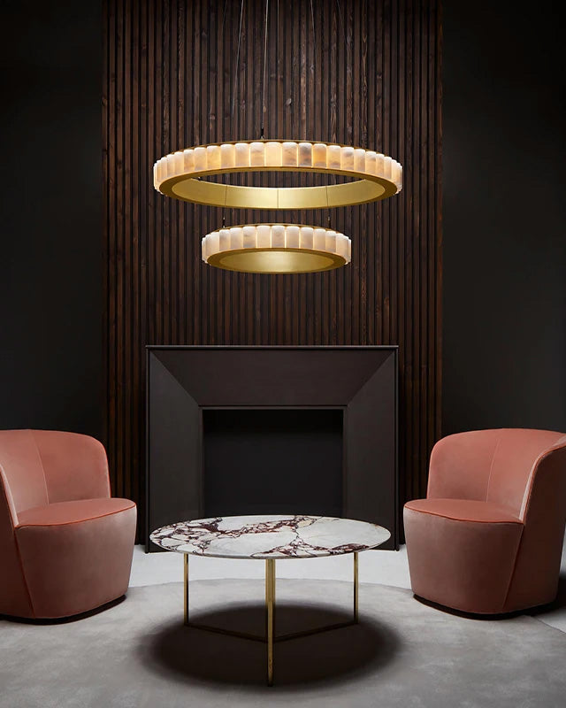 WOMO Lustre Anneaux Albâtre Doré/Noir-WM2858