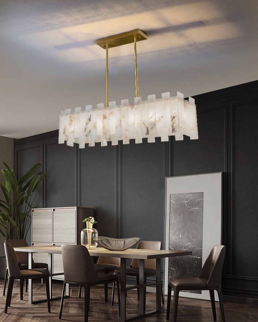 Lustre rectangulaire en alabâtre WOMO-WM2856