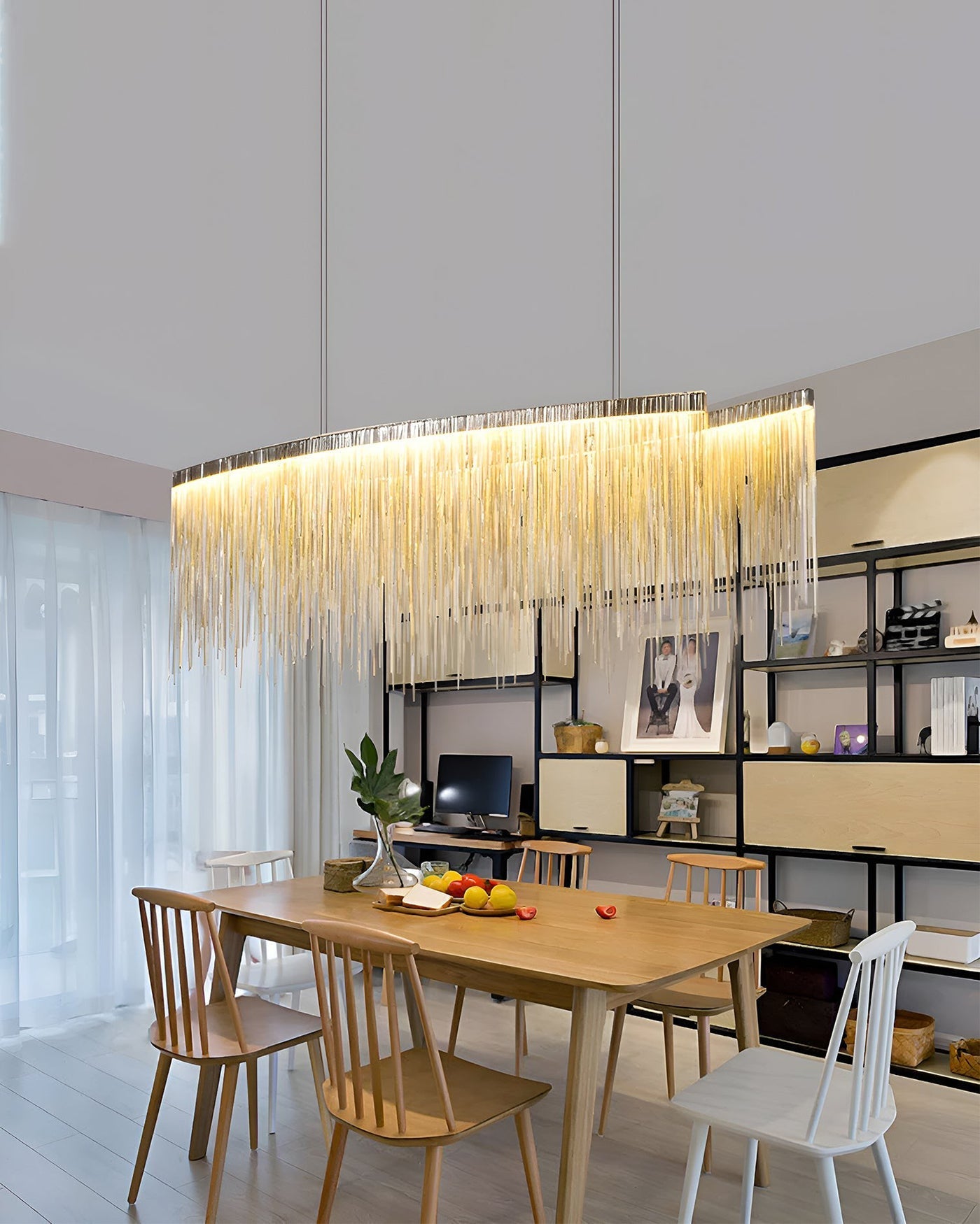 WOMO Lustre Linéaire Macramé Doré/Argent-WM2062b