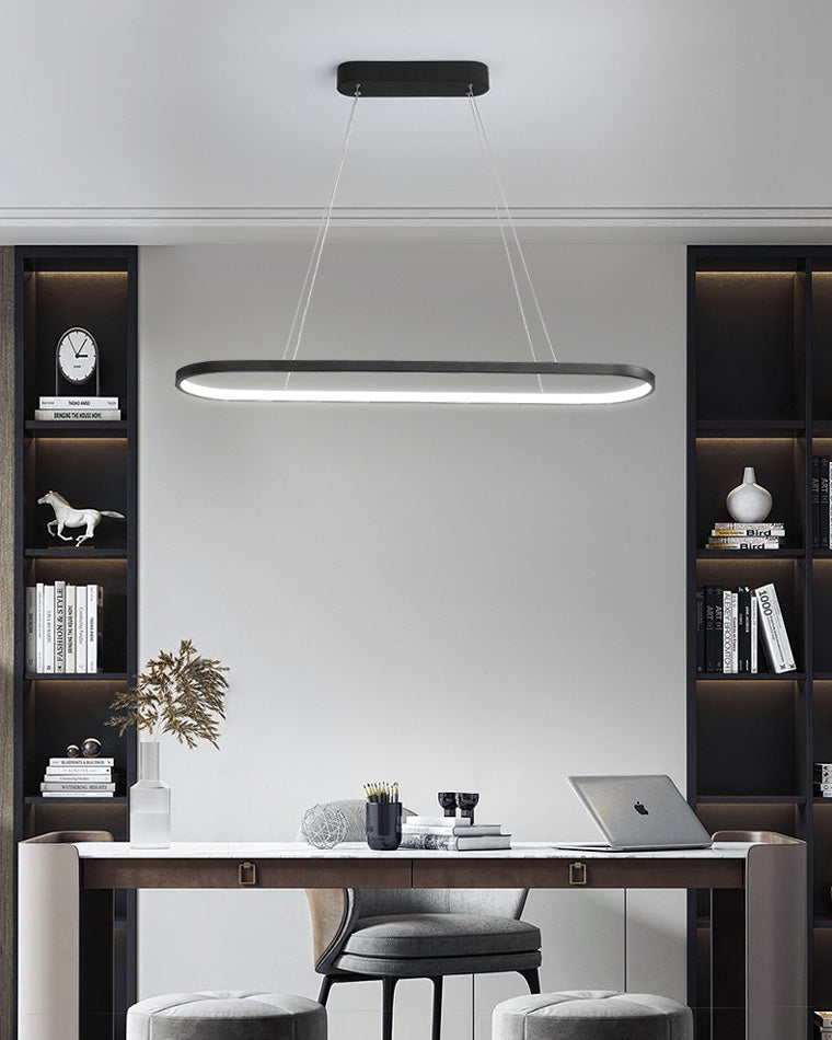WOMO Long Oval Chandelier Black/White-WM2446