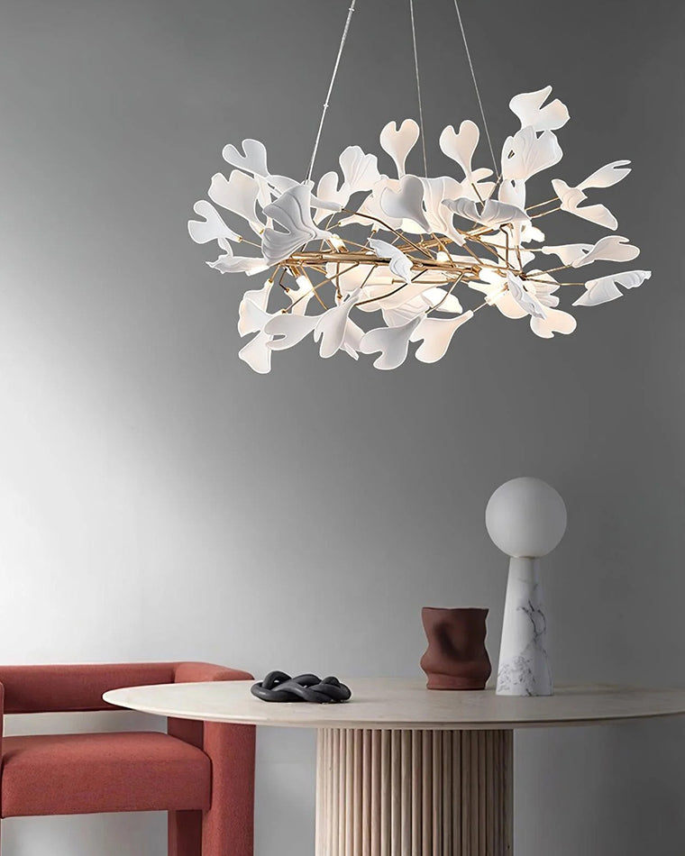 WOMO Ginkgo Leaf Spiral Ceramic Decorative Chandelier-WM2416
