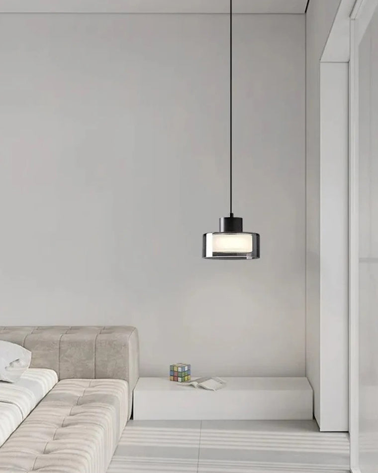 Suspension à tambour en verre noir WOMO-WM2787