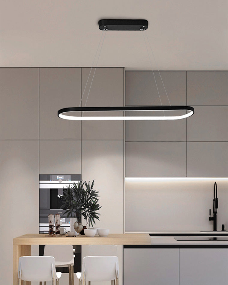 WOMO Long Oval Chandelier Black/White-WM2446