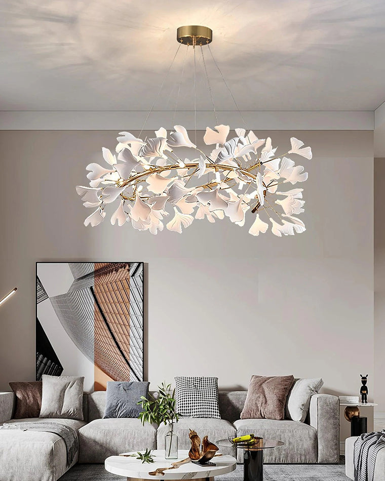 WOMO Ginkgo Leaf Spiral Ceramic Decorative Chandelier-WM2416