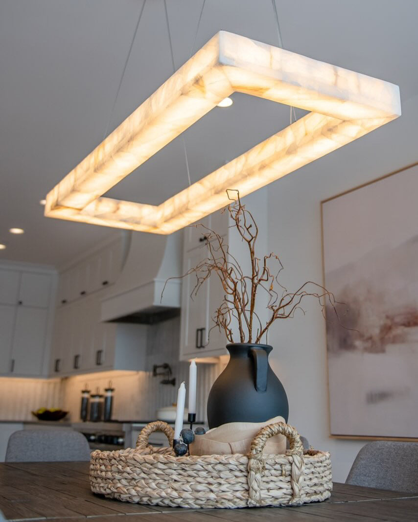 WOMO-WM2822 Rectangular Alabaster Chandelier
