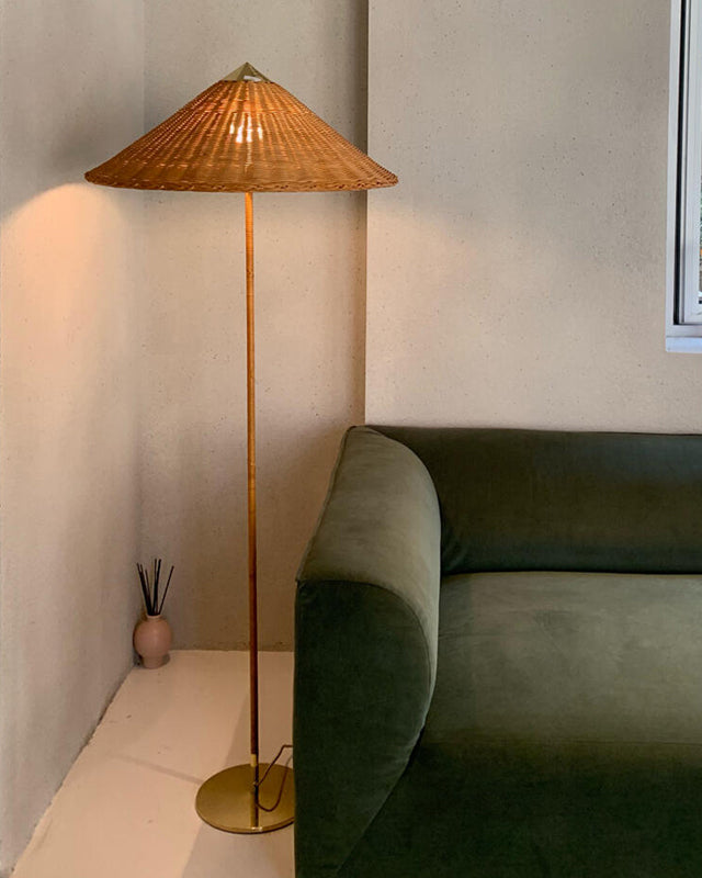 Lampadaire à cône en tissu rotin WOMO-WM7095