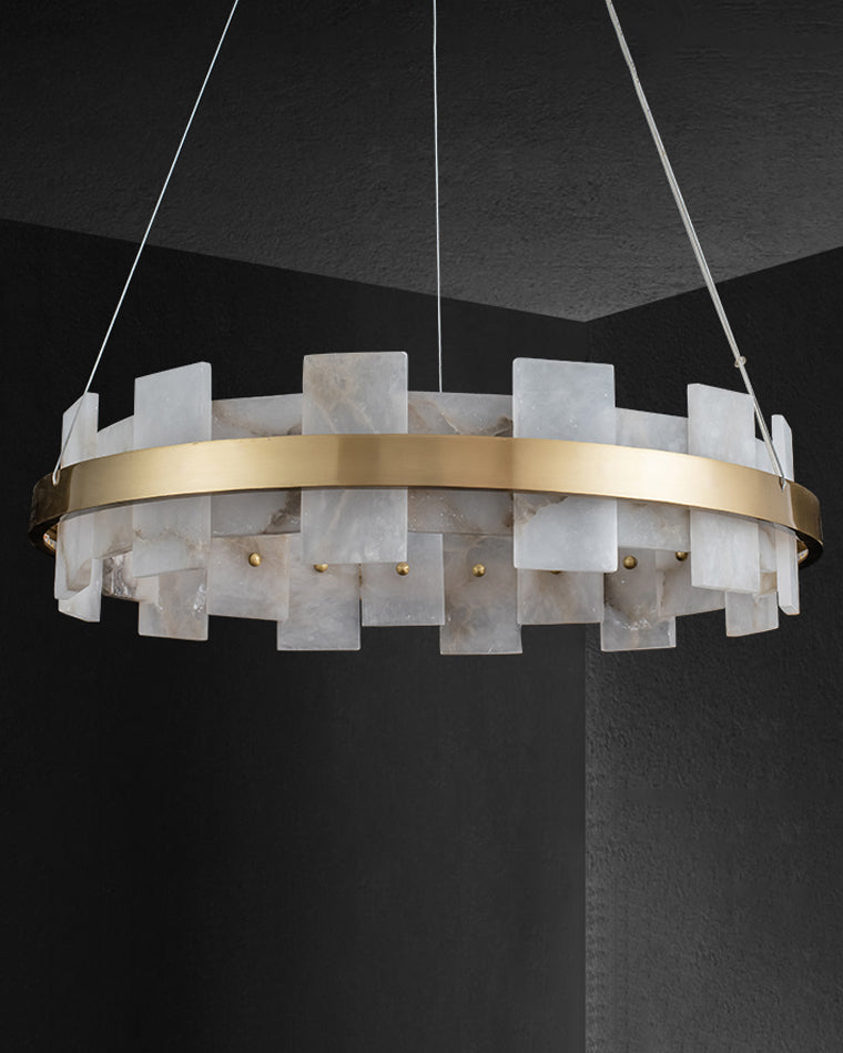 Lustre rond en albâtre doré WOMO-WM2394