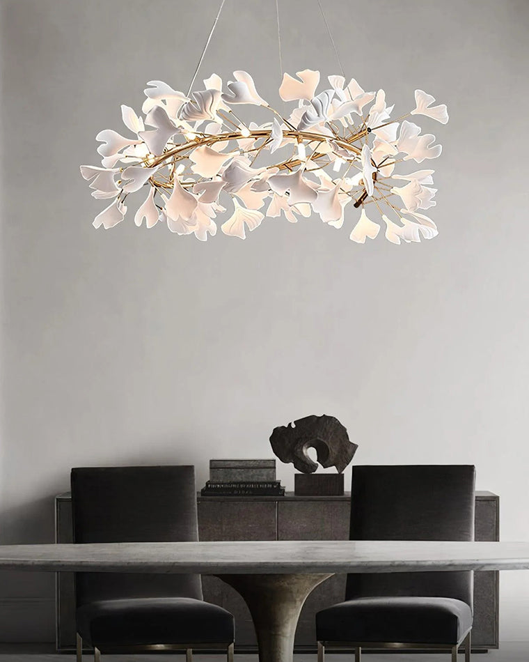 WOMO Ginkgo Leaf Spiral Ceramic Decorative Chandelier-WM2416