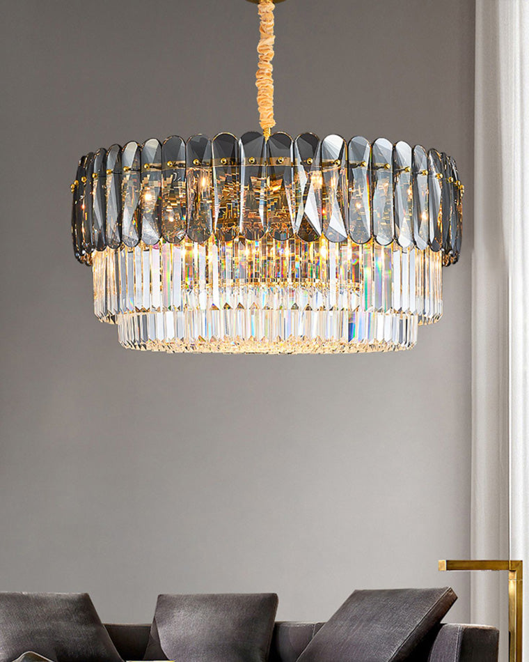WOMO Lustre Rond Cristal Fumé/Ambre-WM2542
