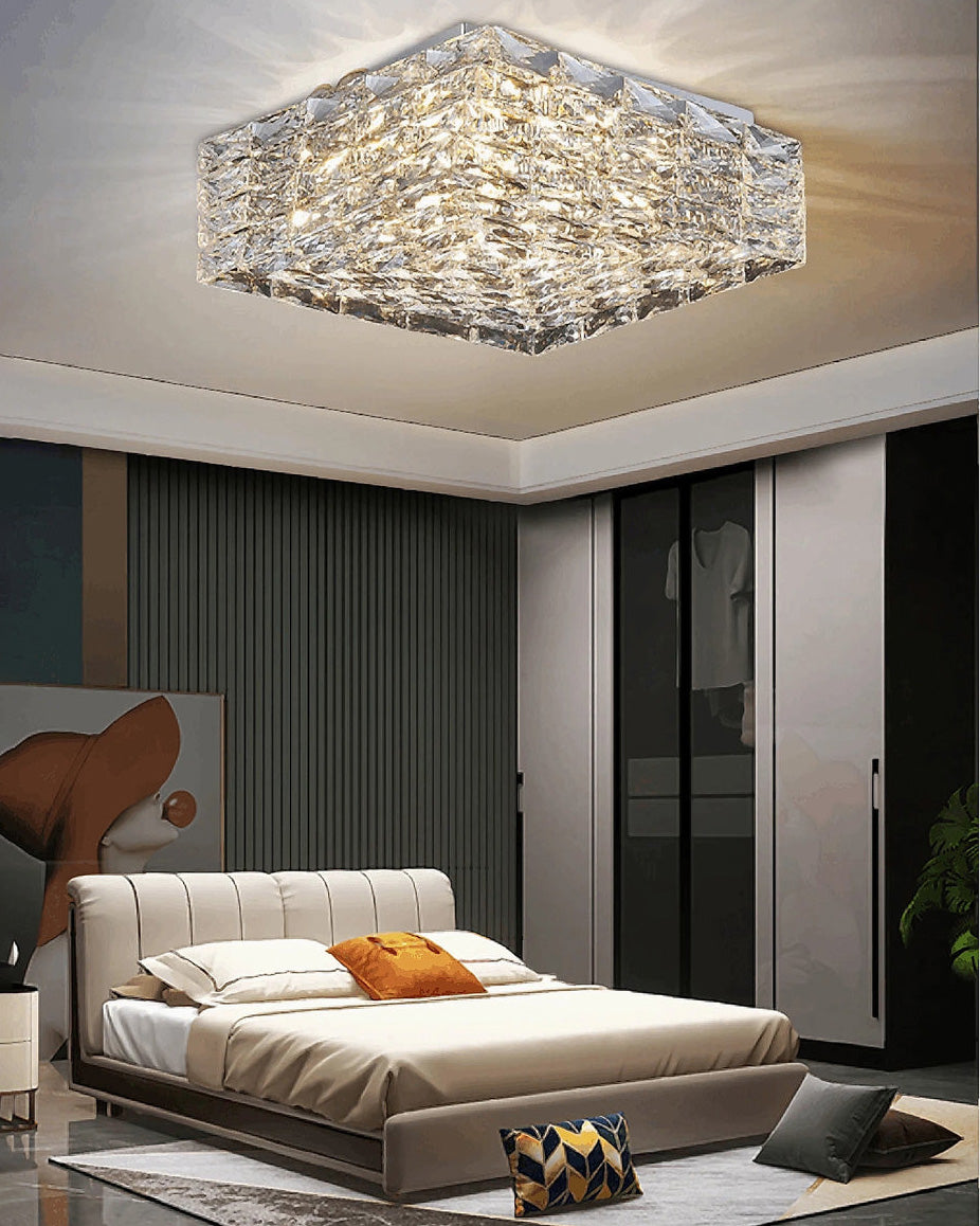 Plafonnier encastré en cristal carré WOMO-WM1130