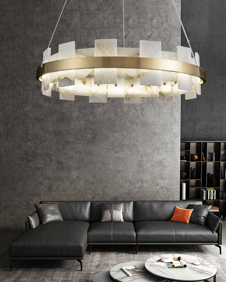 Lustre rond en albâtre doré WOMO-WM2394