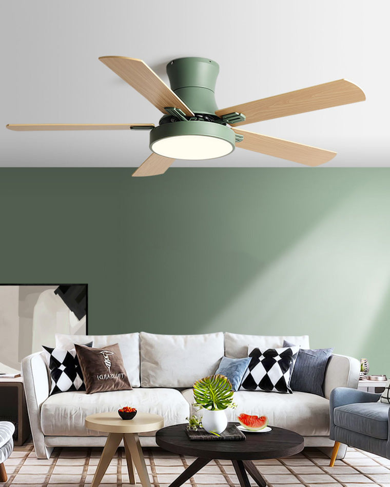 Lampe de ventilateur de plafond en bois à profil bas WOMO-WM5014