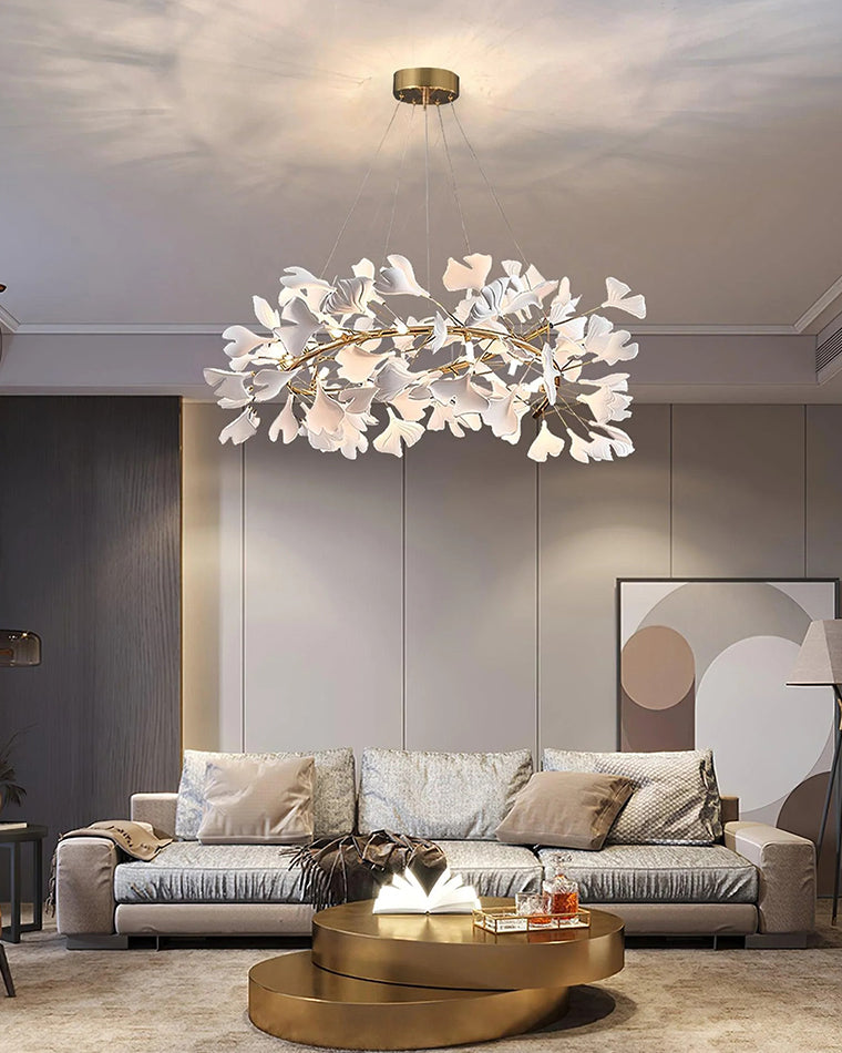WOMO Ginkgo Leaf Spiral Ceramic Decorative Chandelier-WM2416