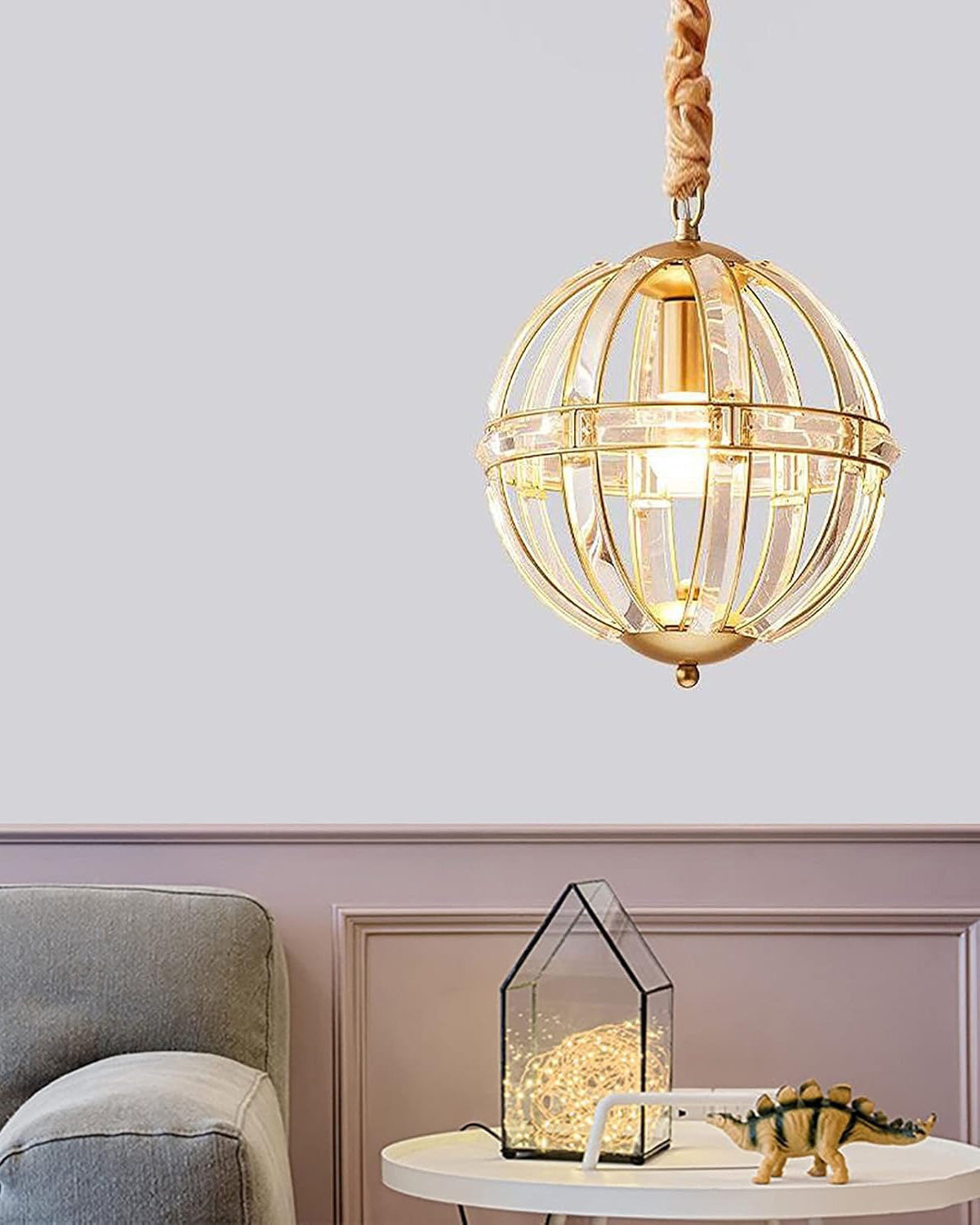 Lustre WOMO Cage Crystal Orb-WM2595