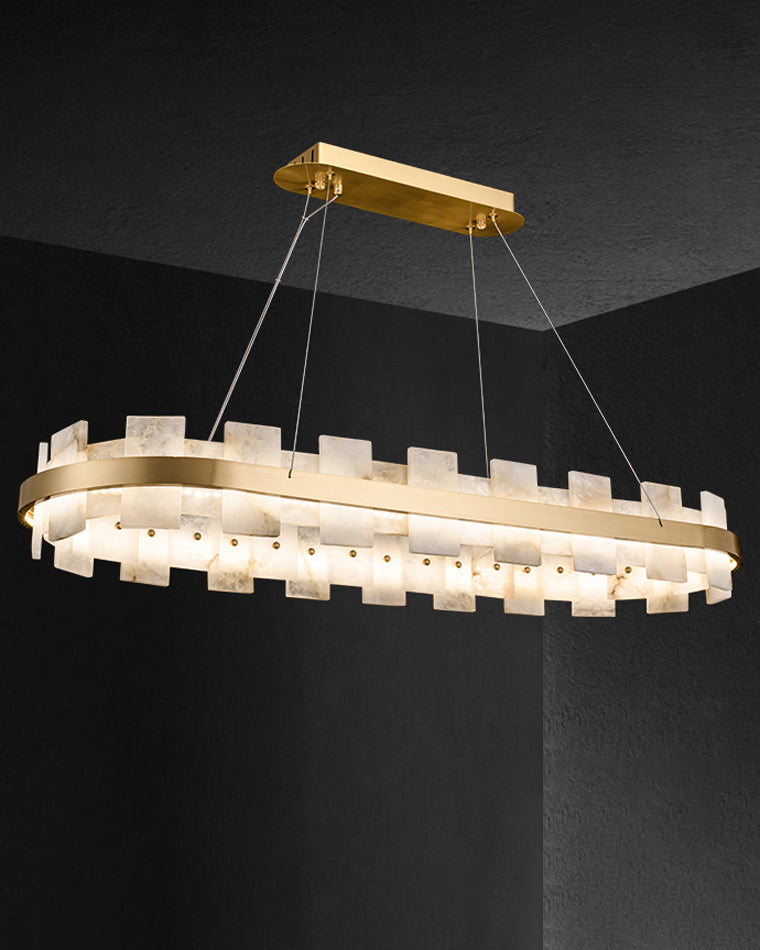 Lustre rond en albâtre doré WOMO-WM2394