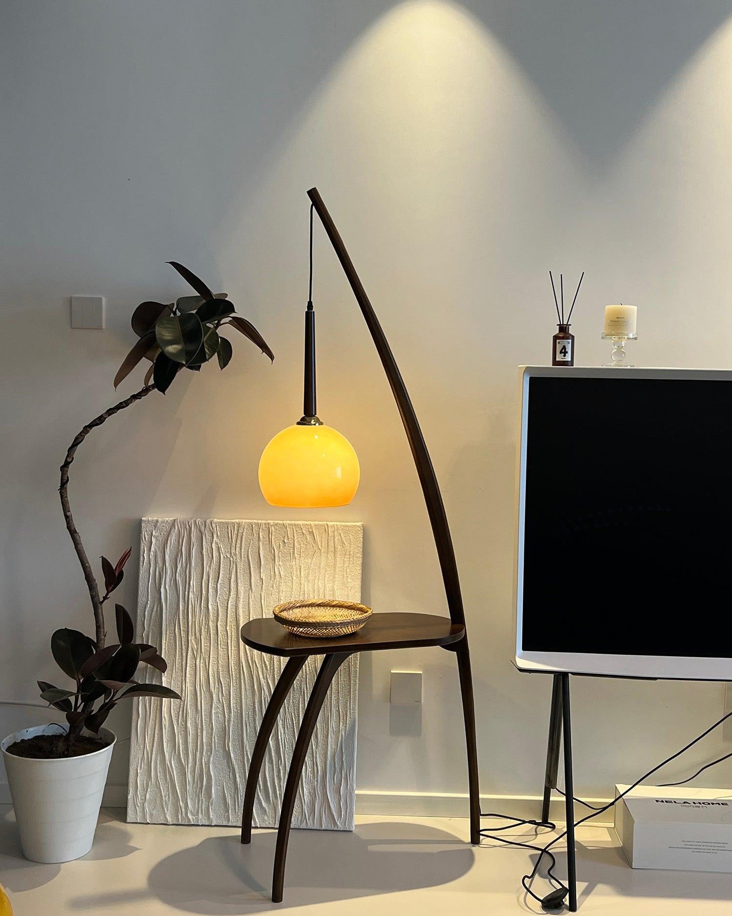 WOMO Lampe sur Pied Bois Suspendue avec Table - WM7130