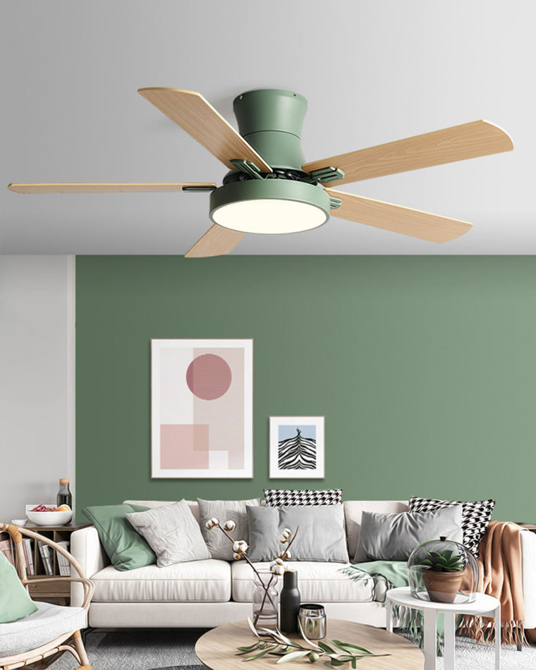 Lampe de ventilateur de plafond en bois à profil bas WOMO-WM5014