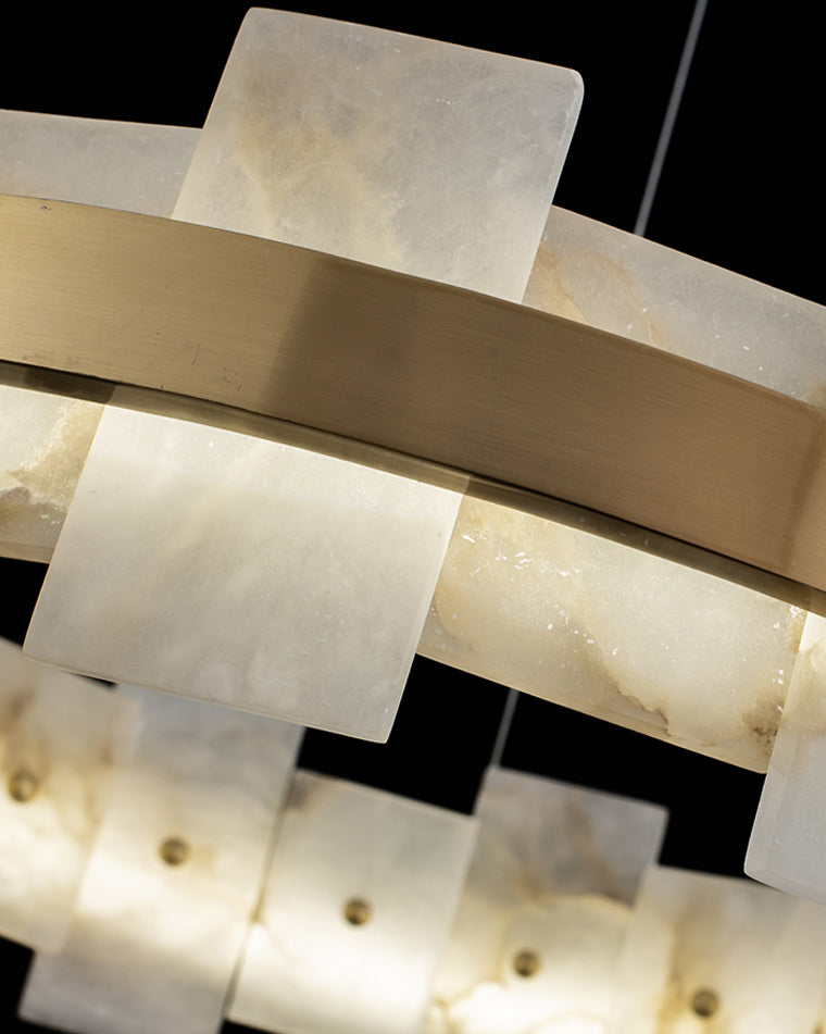 Lustre rond en albâtre doré WOMO-WM2394