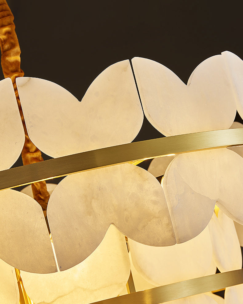 WOMO Lustre Rond Albâtre Doré Art Déco-WM2851