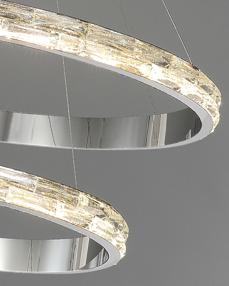 WOMO Lustre Grand Anneaux Led Cristal Argent-WM2491b