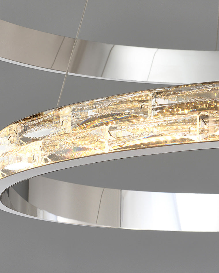 WOMO Lustre Grand Anneaux Led Cristal Argent-WM2491b